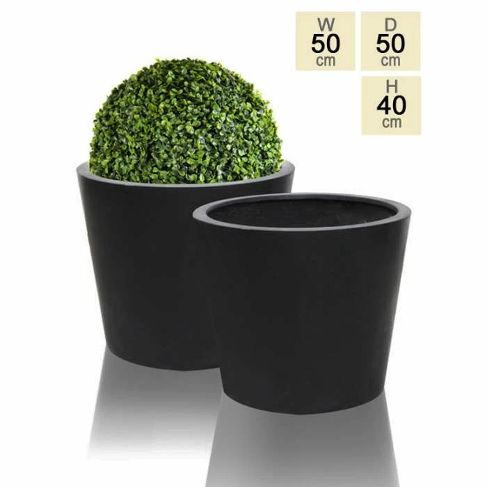 50cm Polystone Large Black Round Planter 3 50cm Polystone Large Black Round Planter