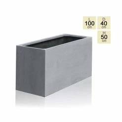 100cm Polystone Large Grey Trough Planter