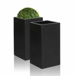 60cm Polystone Small Black Tall Cube Planter -Plants outlet store PP0476S add image 3 9792