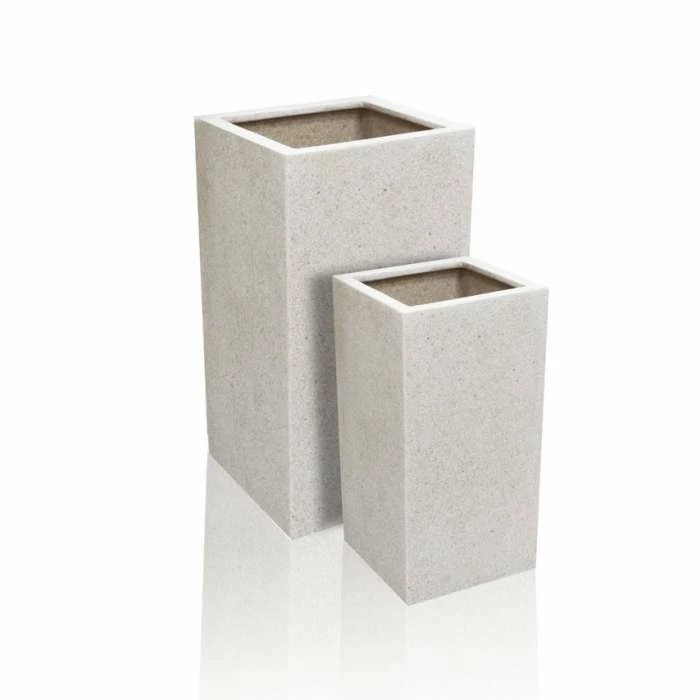 79cm Polyterrazzo Large White Tall Cube Planter 7 79cm Polyterrazzo Large White Tall Cube Planter - Image 5