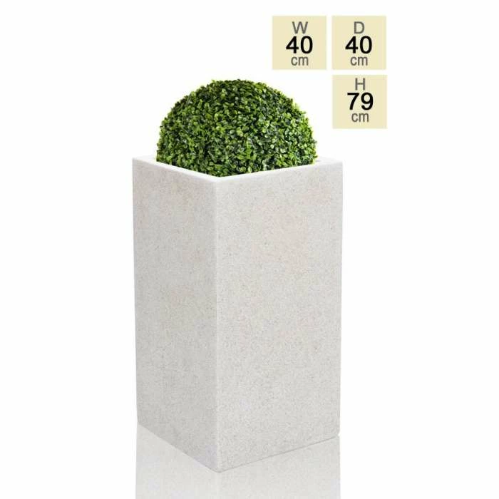 79cm Polyterrazzo Large White Tall Cube Planter 3 79cm Polyterrazzo Large White Tall Cube Planter