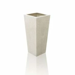 91cm Polyterrazzo White Tall Flared Square Planter -Plants outlet store PP0513 rollover image bdc1