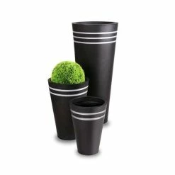 H90cm Tall Round Black Zinc Planter - By Primrose™ -Plants outlet store PP0521L add image 2 6198