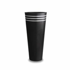 H90cm Tall Round Black Zinc Planter - By Primrose™