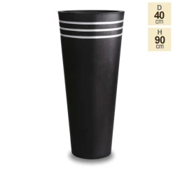 H90cm Tall Round Black Zinc Planter - By Primrose™ -Plants outlet store PP0521L f876