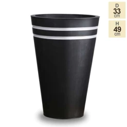 H49cm Tall Round Black Zinc Planter - By Primrose™ -Plants outlet store PP0521M a96e