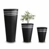 H38cm Tall Round Black Zinc Planter - By Primroseâ„¢ 1 H38cm Tall Round Black Zinc Planter - By Primroseâ„¢ -Plants outlet store PP0521S rollover image 3bb2