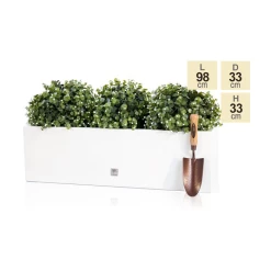 98cm Gloss Fibreglass Trough Planter In White - By Primrose™ -Plants outlet store PP0646L main image 519d