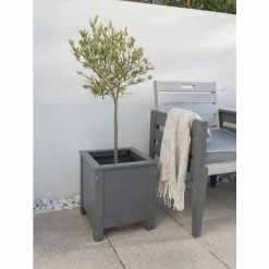 Norfolk Leisure Grigio Wooden Square Planter In Grey