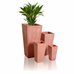89cm Fibrecotta Terracotta Tall Flared Square Planter -Plants outlet store PP1763XL add image 2 4f37