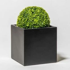 40cm Terracotta Fibrecotta Dark Grey Cube Planter -Plants outlet store PP1764L add image 3 5acd