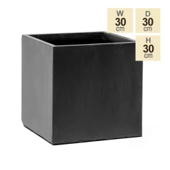 30cm Terracotta Fibrecotta Dark Grey Cube Planter -Plants outlet store PP1764M main image 1e4a