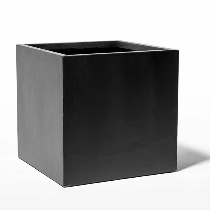 50cm Terracotta Fibrecotta Dark Grey Cube Planter 5 50cm Terracotta Fibrecotta Dark Grey Cube Planter - Image 3