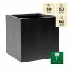 50cm Terracotta Fibrecotta Dark Grey Cube Planter 2 50cm Terracotta Fibrecotta Dark Grey Cube Planter -Plants outlet store PP1764XL main image 0697
