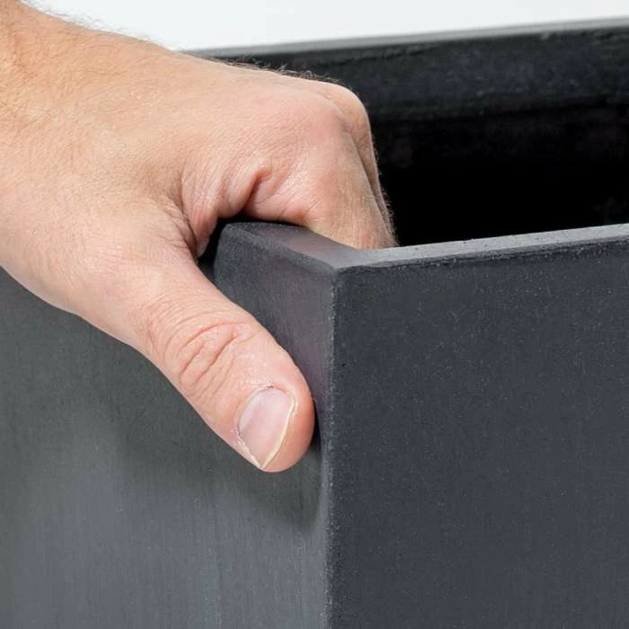 50cm Terracotta Fibrecotta Dark Grey Cube Planter 4 50cm Terracotta Fibrecotta Dark Grey Cube Planter - Image 2