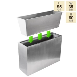 95cm Zinc Tall Trough Planter With Insert In Silver - By Primrose™ -Plants outlet store PP1771L main image bb36