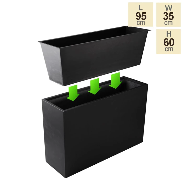 95cm Zinc Tall Trough Planter With Insert - By Primrose™ 5 95cm Zinc Tall Trough Planter With Insert - By Primrose™ - Image 3