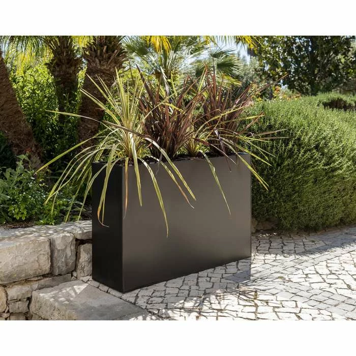 89cm Black Zinc Tall Trough Planter With Insert - By Primrose™ 3 89cm Black Zinc Tall Trough Planter With Insert - By Primrose™