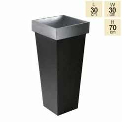 H70cm Zinc Tall Flared Square Planter - By Primrose™ -Plants outlet store PP1775S main image 399b