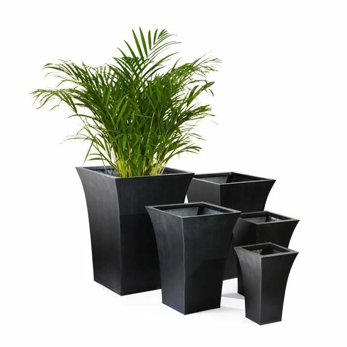 H38cm Black Square Flared Planter - By Primrose™ 4 H38cm Black Square Flared Planter - By Primrose™ - Image 2