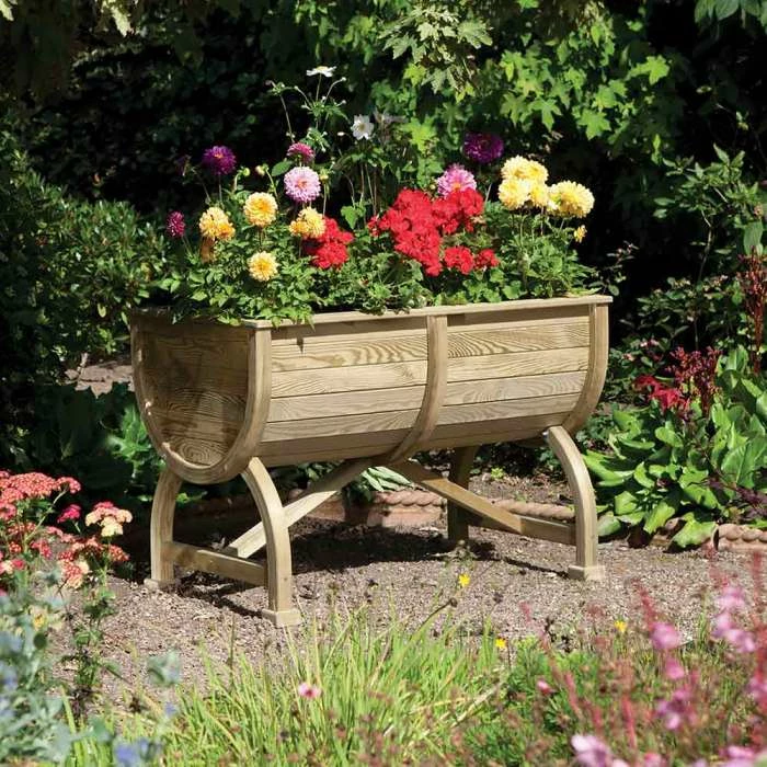 W1.07m (3ft 6in) Wooden Marberry Barrel Planter By Rowlinson® 3 W1.07m (3ft 6in) Wooden Marberry Barrel Planter By Rowlinson®