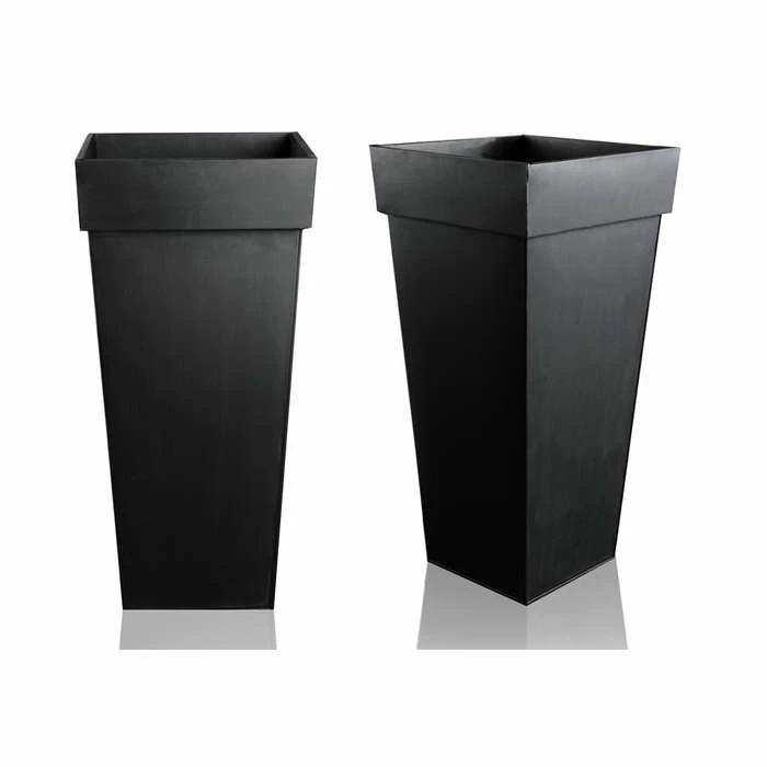 H80cm Black Zinc Tall Flared Square Planter - By Primrose™ 3 H80cm Black Zinc Tall Flared Square Planter - By Primrose™