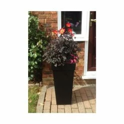 H70cm Black Zinc Tall Flared Square Planter - By Primrose™ -Plants outlet store PP1890M add image 2 8295