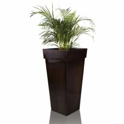 H80cm Mocha Brown Zinc Tall Flared Square Planter - By Primrose™ -Plants outlet store PP1891L add image 2 af2d