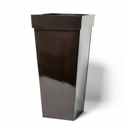 H70cm Mocha Brown Zinc Tall Flared Square Planter - By Primrose™ -Plants outlet store PP1891M add image 4 9bf3