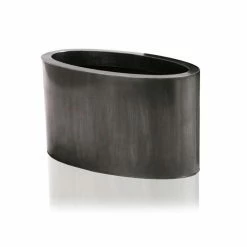 W60cm Platinum Low Oval Zinc Galvanised Planter - By Primrose™ -Plants outlet store PP1975 add image 2 ccf8