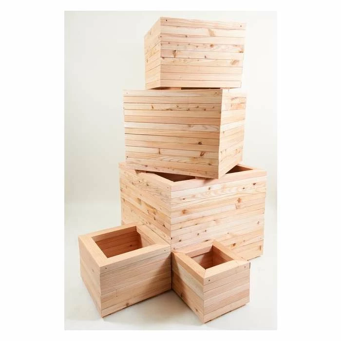 36cm Larch Wood Small Square Planter 4 36cm Larch Wood Small Square Planter - Image 2