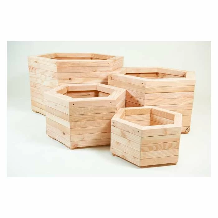 59cm Larch Hexagonal Planter - Medium 4 59cm Larch Hexagonal Planter - Medium - Image 2