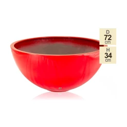 72cm Fibreglass Red High Gloss Low Bowl Planter - By Primrose® -Plants outlet store PP2108RED main image 5c36
