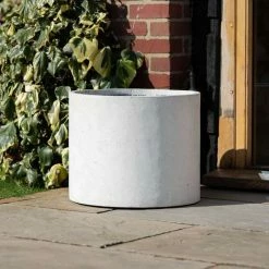Cylinder 55cm Handmade Fiberstone Planter In White - Exclusive To Primrose -Plants outlet store PP22WHTL 3 5bfd