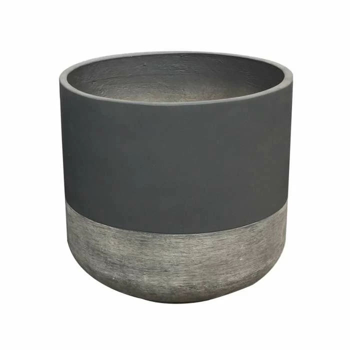 H30cm Small Frostproof Concrete Infinity Cylinder Planter In Two-Tone Design 3 H30cm Small Frostproof Concrete Infinity Cylinder Planter In Two-Tone Design