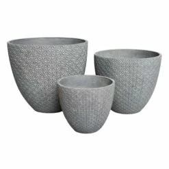 H32cm Small Frostproof Concrete Star Egg Planter In Engraved Design -Plants outlet store PP2363 rollover image 4fea