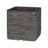 30cm Capi Nature Cube Ribbed Planter - Black -Plants outlet store PP2389S main image a93e
