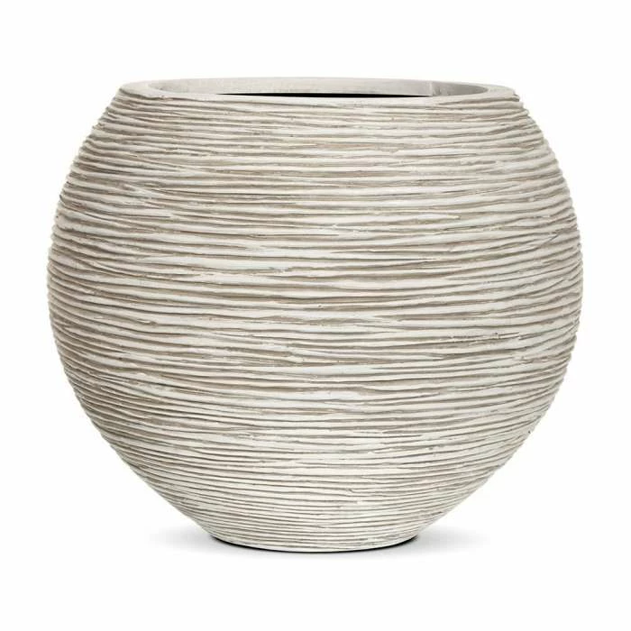 62cm Capi Nature Ball Vase Ribbed Planter - Ivory 3 62cm Capi Nature Ball Vase Ribbed Planter - Ivory