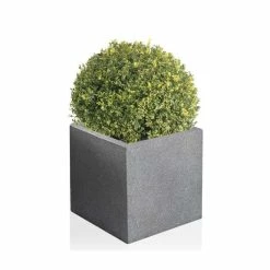 W30cm Fibrecotta Kadamus Cube Pot In Dark Grey Meteor Texture -Plants outlet store PP2407M add image 4 b254