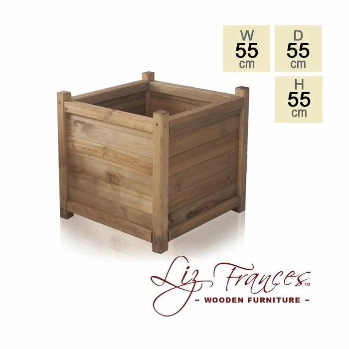 H55cm Wooden Cube Planter By Liz Frances™ 3 H55cm Wooden Cube Planter By Liz Frances™
