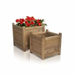 H45cm Wooden Cube Planter By Liz Frances™ -Plants outlet store PP2447S add image 2 8e66