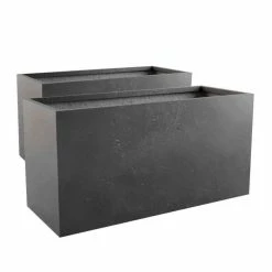 Trough 100cm Handmade Fiberstone Planters (set Of 2) In Black - Exclusive To Primrose