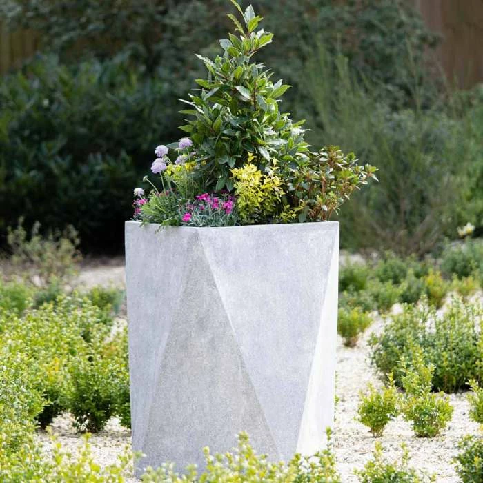 Hexagon 47cm Handmade Fiberstone Planter In Grey - Exclusive To Primrose 3 Hexagon 47cm Handmade Fiberstone Planter In Grey - Exclusive To Primrose