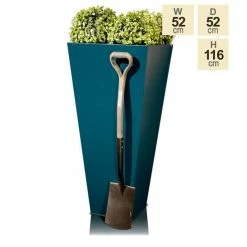 H116cm Zinc Galvanised Teal Flared Square Planter - By Primrose™ -Plants outlet store PP2640XL main image c5bc