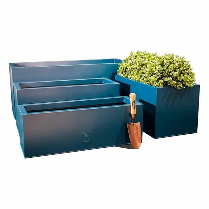 64cm Zinc Galvanised Teal Trough Planter - By Primrose™ 5 64cm Zinc Galvanised Teal Trough Planter - By Primrose™ - Image 3