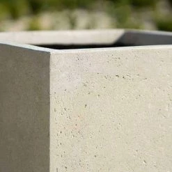 Cube 50cm Handmade Fiberstone Planter In Cream - Exclusive To Primrose -Plants outlet store PP26CRML PP26CRMM 3 fd99