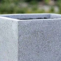 Cube 40cm Handmade Fiberstone Planter In Grey - Exclusive To Primrose -Plants outlet store PP26GRYM PP26GRYL 3 b0a0