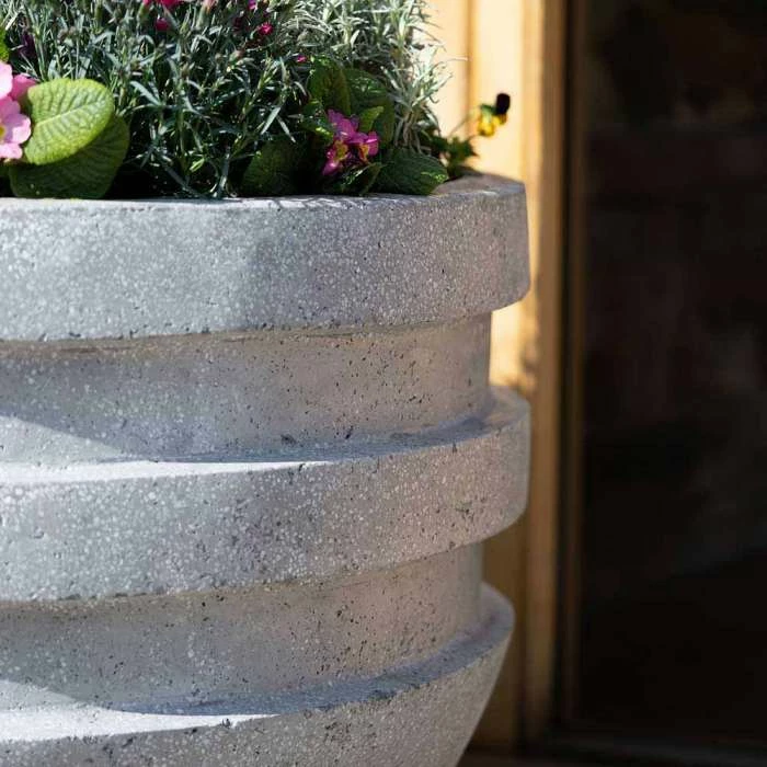 Round Double Rimmed 80cm Handmade Fiberstone Planter In Grey - Exclusive To Primrose 4 Round Double Rimmed 80cm Handmade Fiberstone Planter In Grey - Exclusive To Primrose - Image 2
