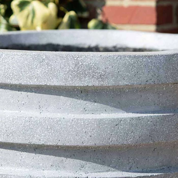 Round Double Rimmed 80cm Handmade Fiberstone Planter In Grey - Exclusive To Primrose 6 Round Double Rimmed 80cm Handmade Fiberstone Planter In Grey - Exclusive To Primrose - Image 4