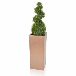 H75cm Zinc Galvanised Tall Copper Cube Planter With Insert - By Primrose™ -Plants outlet store PP2828MI add image 3 6241